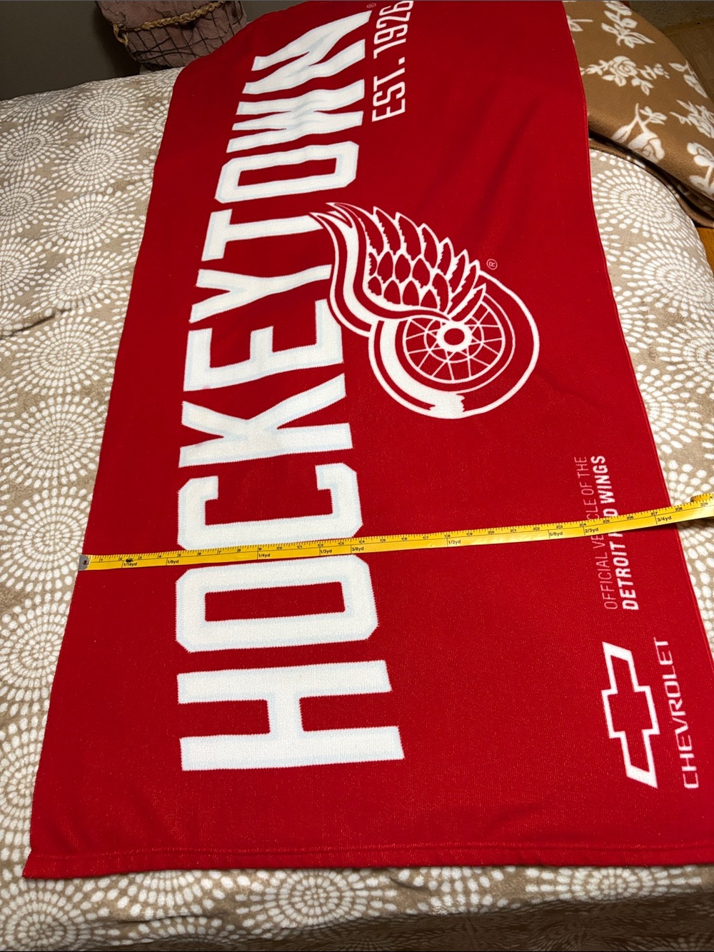 Detroit Hockeytown Red Fan Beach Towel by